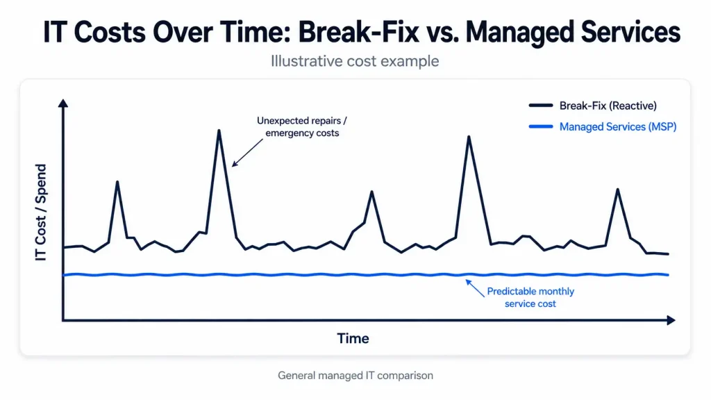 What Does an MSP Do? A Simple Guide for Businesses 4 IT Costs Over Time: Break-Fix vs. Managed Services
