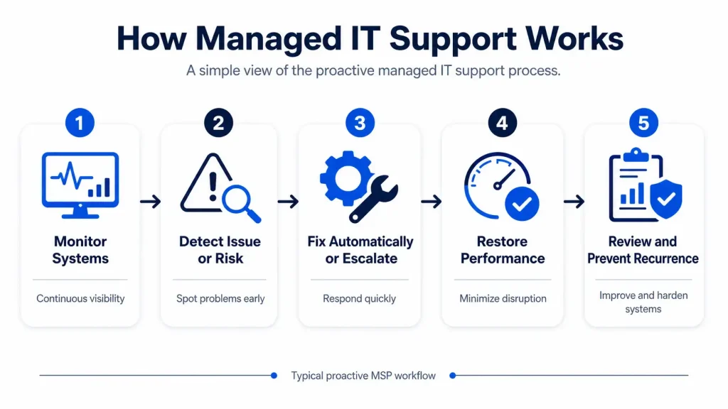 What Does an MSP Do? A Simple Guide for Businesses 1 How Managed IT Support Works