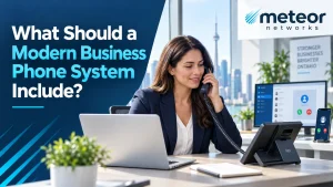 Modern business phone system connecting office and remote employees